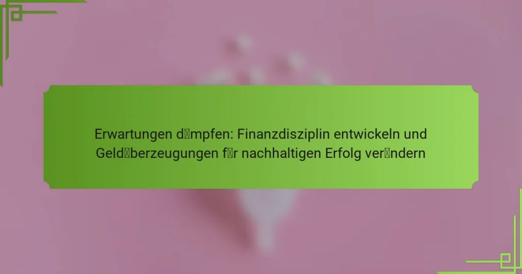 Erwartungen dämpfen: Finanzdisziplin entwickeln und Geldüberzeugungen für nachhaltigen Erfolg verändern