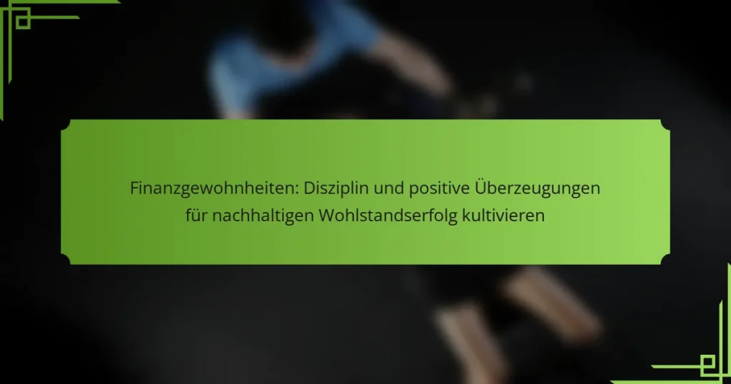 Finanzgewohnheiten: Disziplin und positive Überzeugungen für nachhaltigen Wohlstandserfolg kultivieren