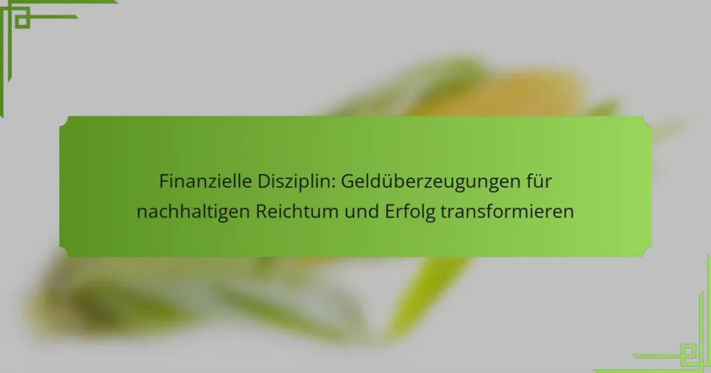 Finanzielle Disziplin: Geldüberzeugungen für nachhaltigen Reichtum und Erfolg transformieren