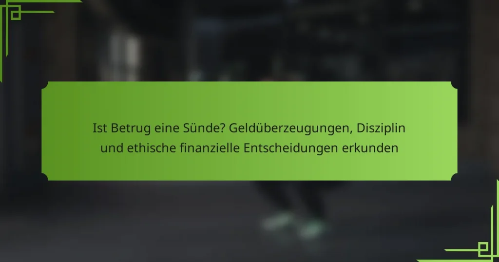 Ist Betrug eine Sünde? Geldüberzeugungen, Disziplin und ethische finanzielle Entscheidungen erkunden