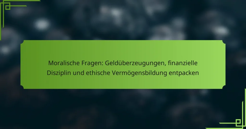 Moralische Fragen: Geldüberzeugungen, finanzielle Disziplin und ethische Vermögensbildung entpacken
