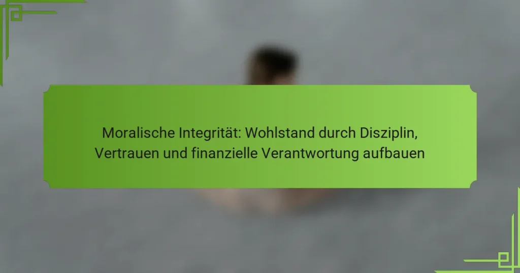 Moralische Integrität: Wohlstand durch Disziplin, Vertrauen und finanzielle Verantwortung aufbauen