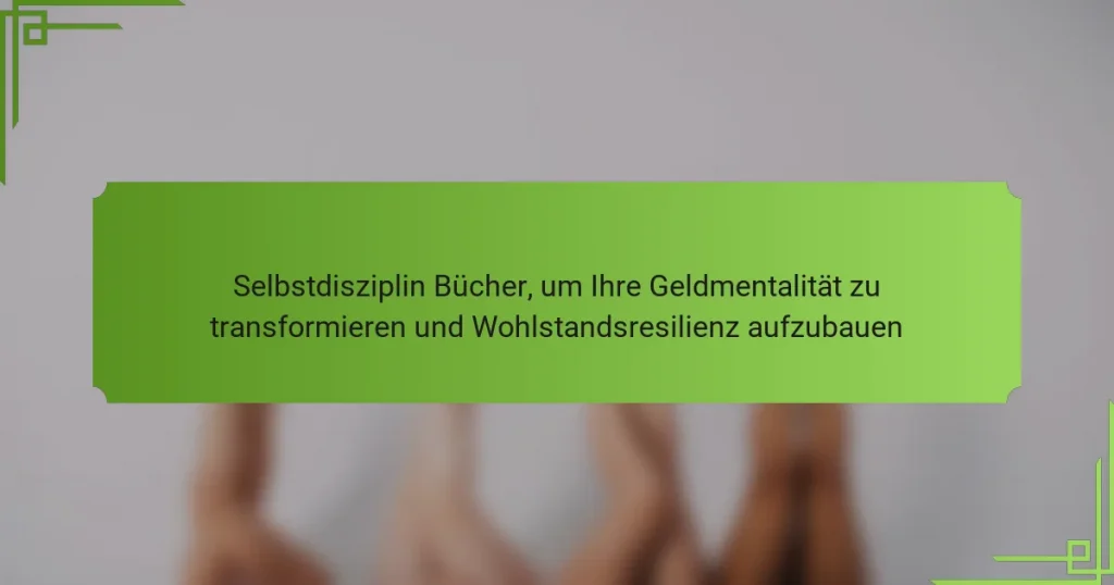 Selbstdisziplin Bücher, um Ihre Geldmentalität zu transformieren und Wohlstandsresilienz aufzubauen