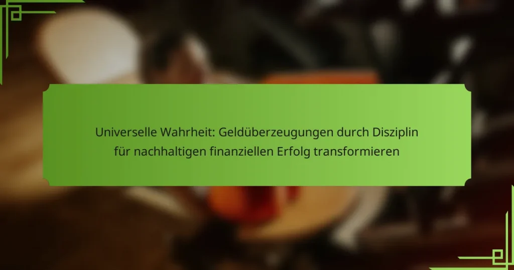 Universelle Wahrheit: Geldüberzeugungen durch Disziplin für nachhaltigen finanziellen Erfolg transformieren