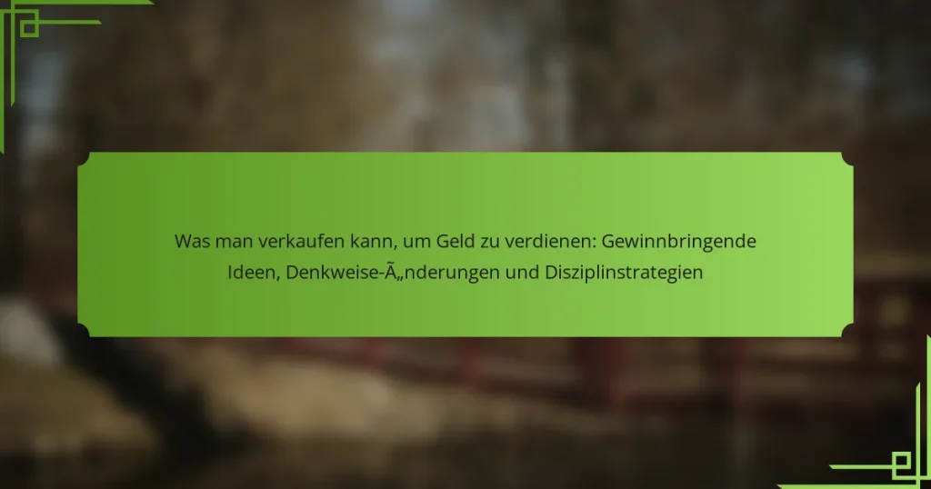 Was man verkaufen kann, um Geld zu verdienen: Gewinnbringende Ideen, Denkweise-Änderungen und Disziplinstrategien