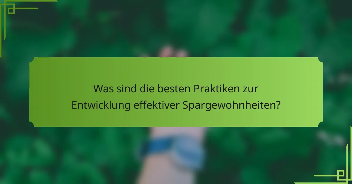 Was sind die besten Praktiken zur Entwicklung effektiver Spargewohnheiten?