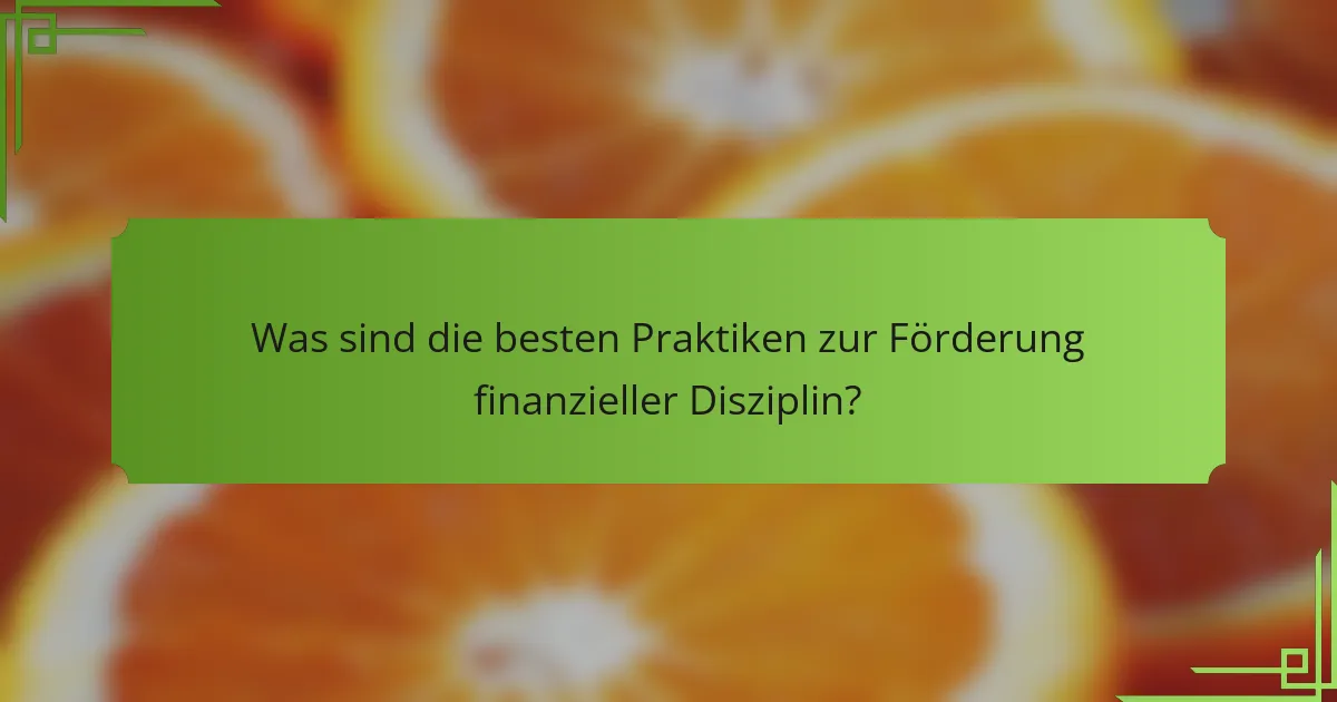 Was sind die besten Praktiken zur Förderung finanzieller Disziplin?