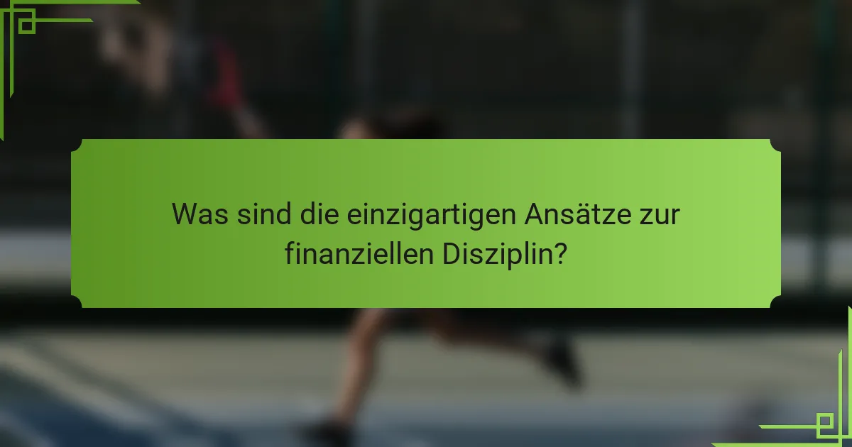 Was sind die einzigartigen Ansätze zur finanziellen Disziplin?