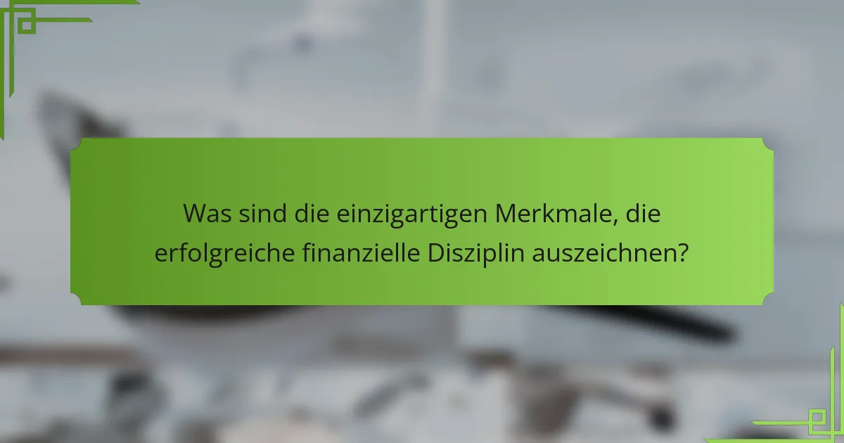 Was sind die einzigartigen Merkmale, die erfolgreiche finanzielle Disziplin auszeichnen?