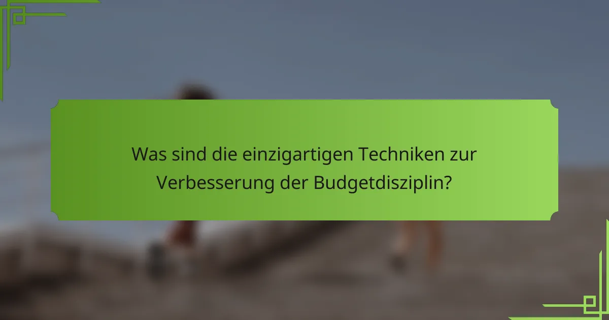Was sind die einzigartigen Techniken zur Verbesserung der Budgetdisziplin?