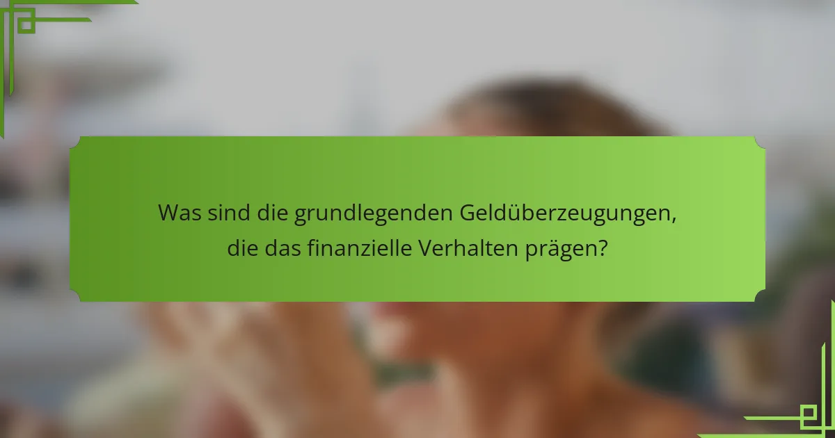 Was sind die grundlegenden Geldüberzeugungen, die das finanzielle Verhalten prägen?