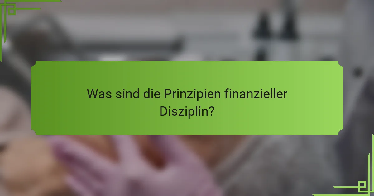 Was sind die Prinzipien finanzieller Disziplin?