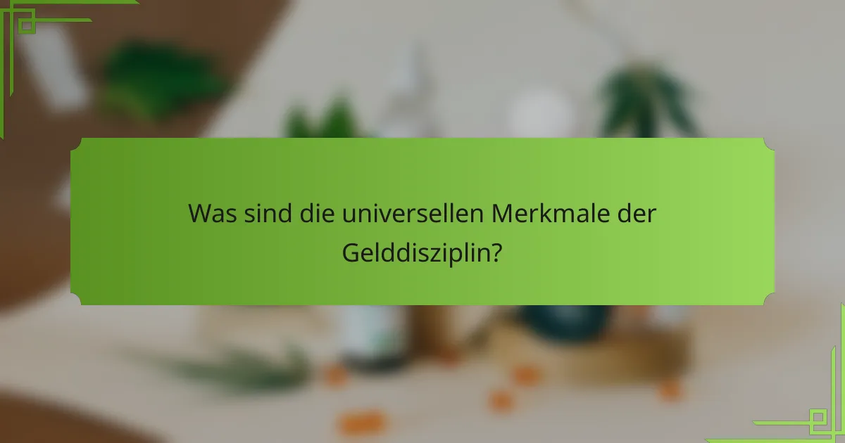 Was sind die universellen Merkmale der Gelddisziplin?