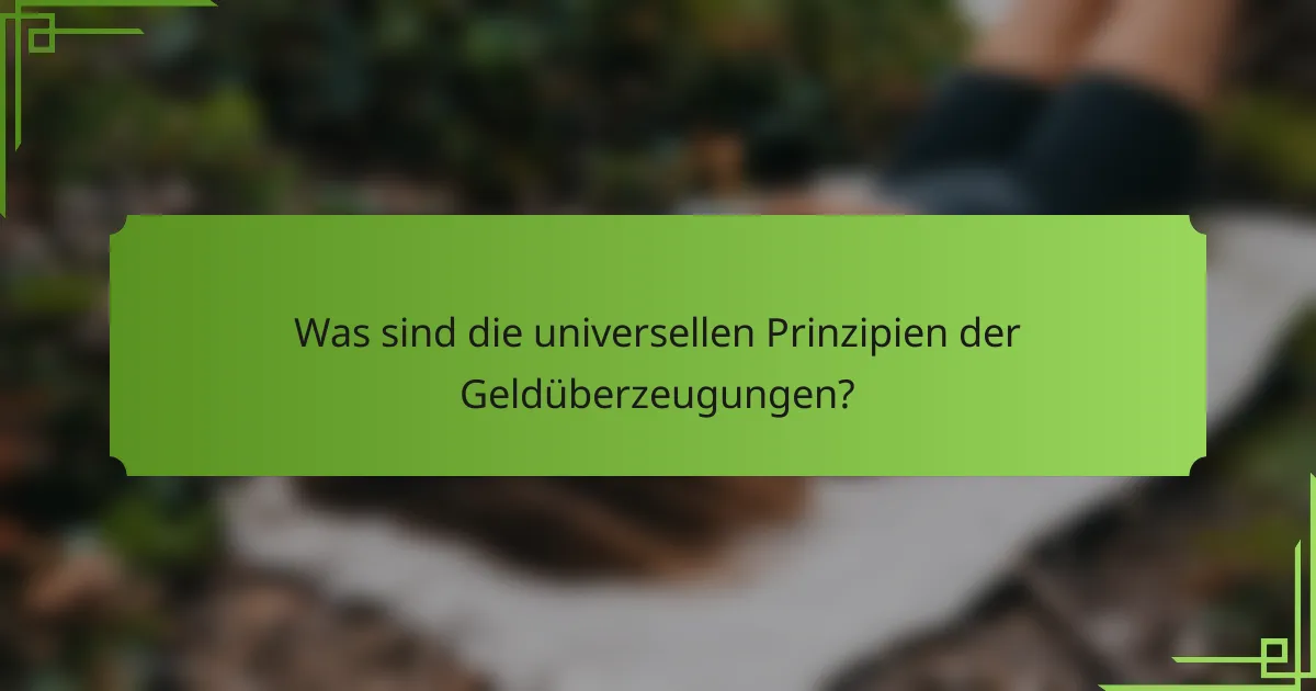 Was sind die universellen Prinzipien der Geldüberzeugungen?