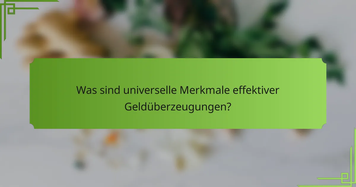 Was sind universelle Merkmale effektiver Geldüberzeugungen?