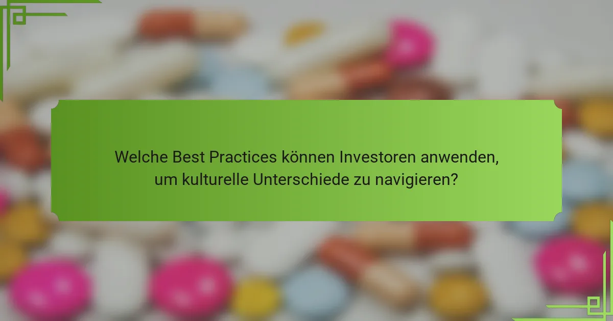 Welche Best Practices können Investoren anwenden, um kulturelle Unterschiede zu navigieren?