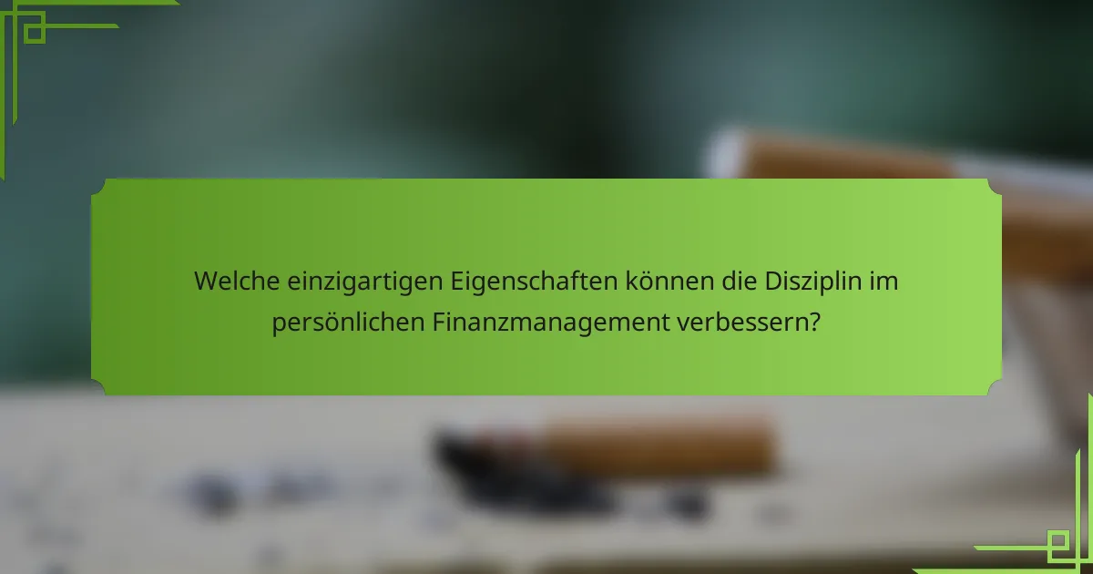 Welche einzigartigen Eigenschaften können die Disziplin im persönlichen Finanzmanagement verbessern?