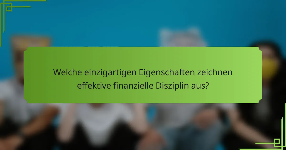 Welche einzigartigen Eigenschaften zeichnen effektive finanzielle Disziplin aus?