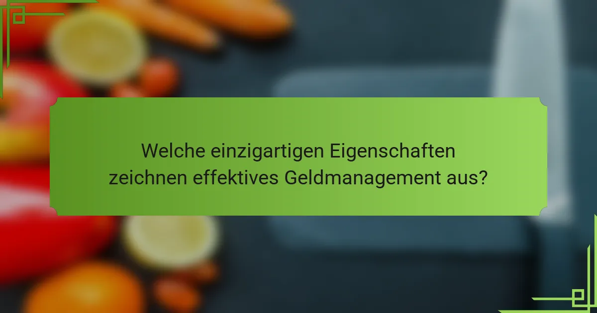 Welche einzigartigen Eigenschaften zeichnen effektives Geldmanagement aus?