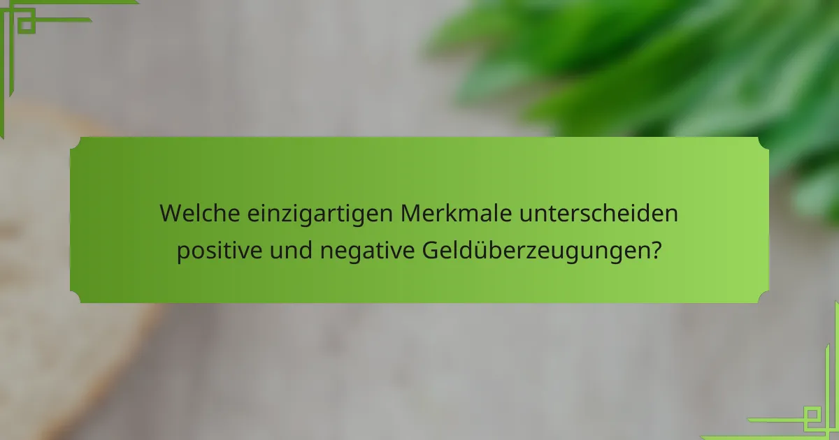 Welche einzigartigen Merkmale unterscheiden positive und negative Geldüberzeugungen?
