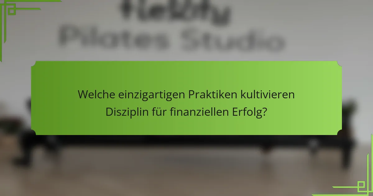 Welche einzigartigen Praktiken kultivieren Disziplin für finanziellen Erfolg?