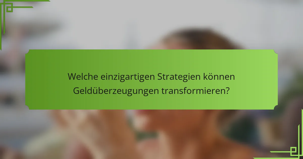 Welche einzigartigen Strategien können Geldüberzeugungen transformieren?