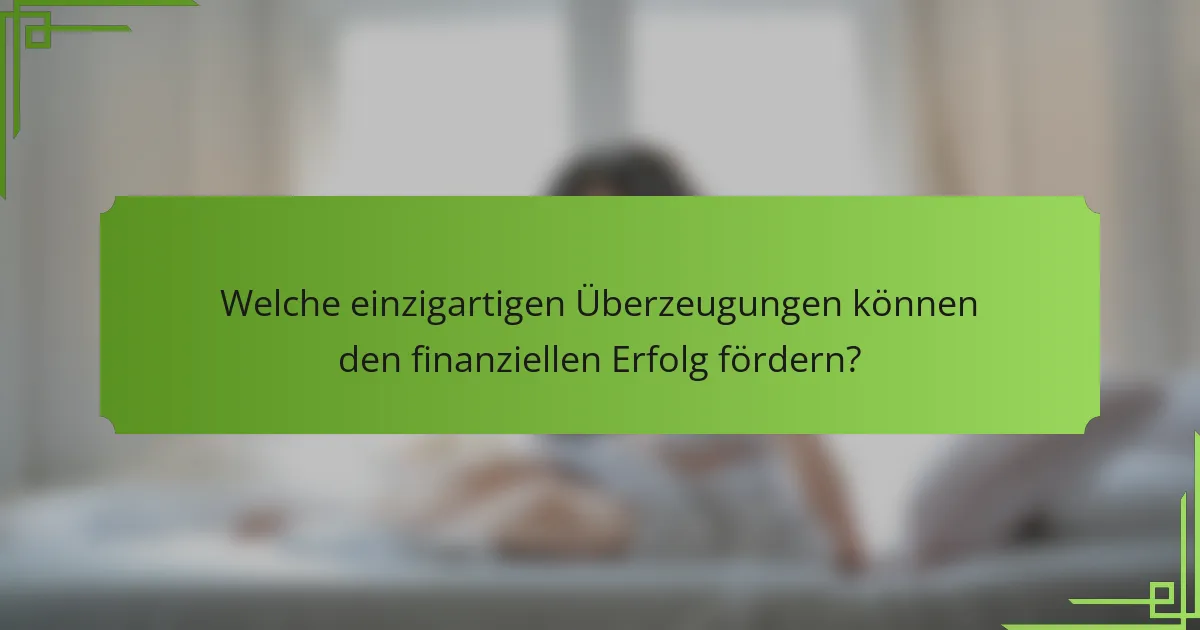 Welche einzigartigen Überzeugungen können den finanziellen Erfolg fördern?