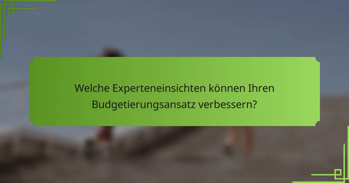 Welche Experteneinsichten können Ihren Budgetierungsansatz verbessern?