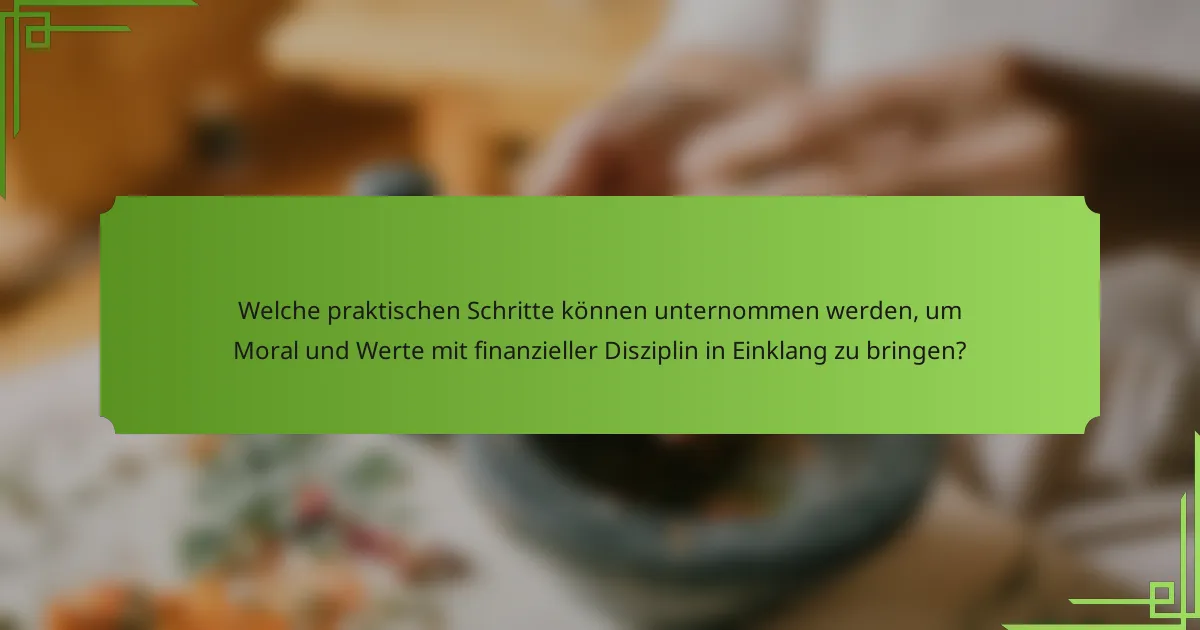 Welche praktischen Schritte können unternommen werden, um Moral und Werte mit finanzieller Disziplin in Einklang zu bringen?