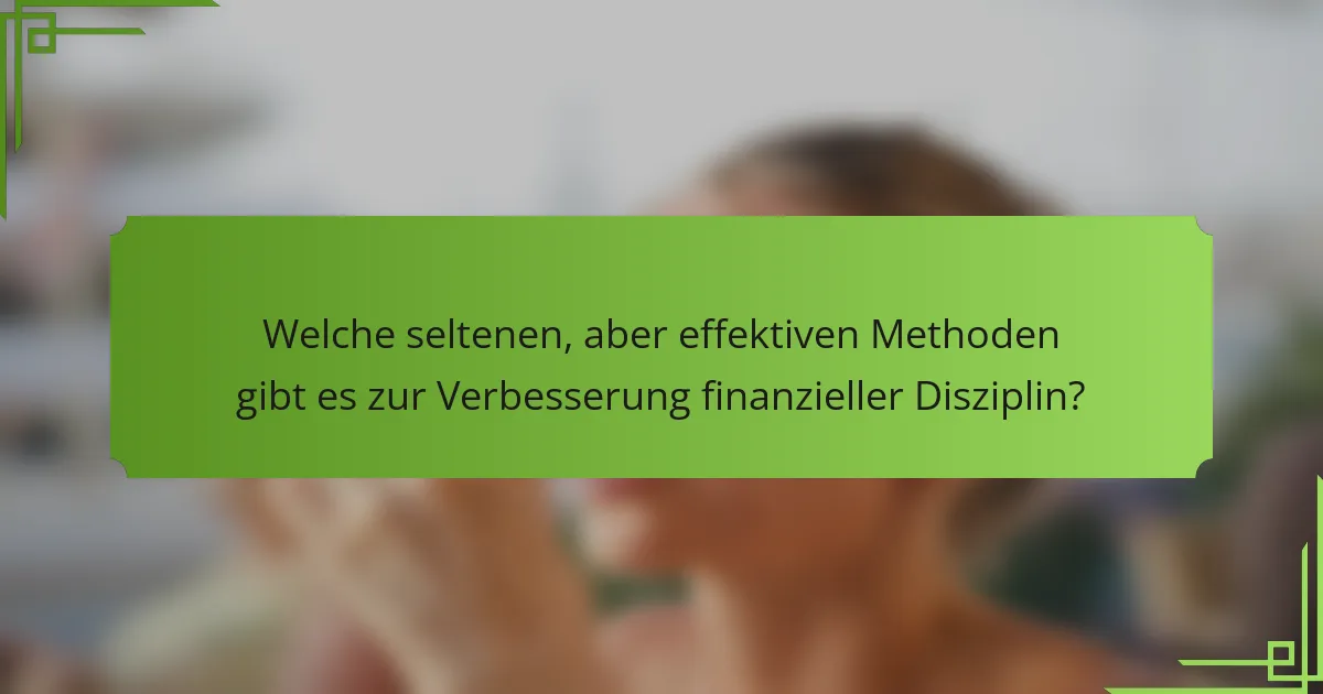 Welche seltenen, aber effektiven Methoden gibt es zur Verbesserung finanzieller Disziplin?