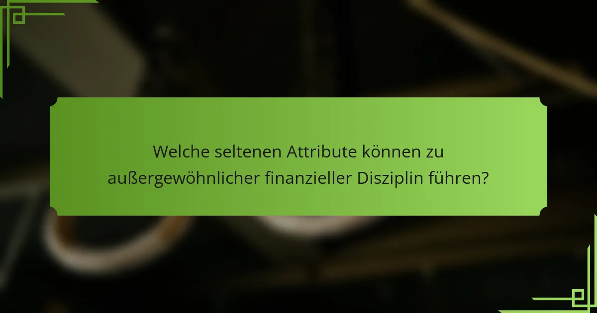 Welche seltenen Attribute können zu außergewöhnlicher finanzieller Disziplin führen?