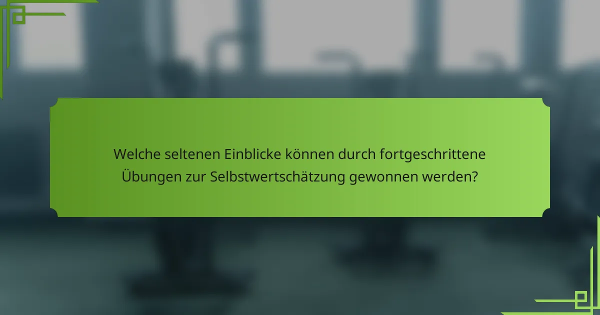 Welche seltenen Einblicke können durch fortgeschrittene Übungen zur Selbstwertschätzung gewonnen werden?
