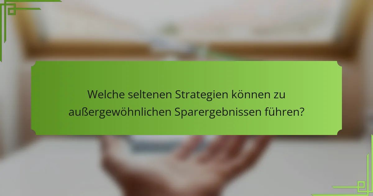 Welche seltenen Strategien können zu außergewöhnlichen Sparergebnissen führen?