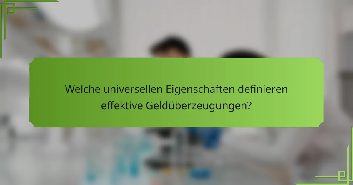 Welche universellen Eigenschaften definieren effektive Geldüberzeugungen?