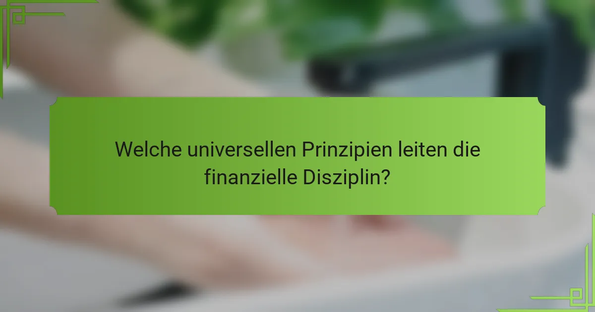Welche universellen Prinzipien leiten die finanzielle Disziplin?