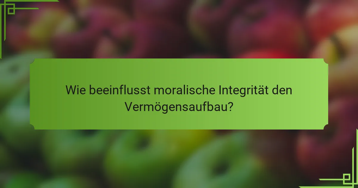 Wie beeinflusst moralische Integrität den Vermögensaufbau?