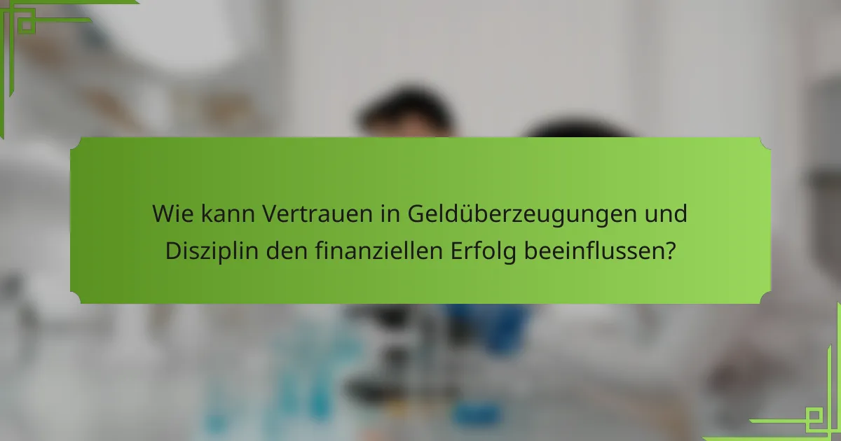 Wie kann Vertrauen in Geldüberzeugungen und Disziplin den finanziellen Erfolg beeinflussen?
