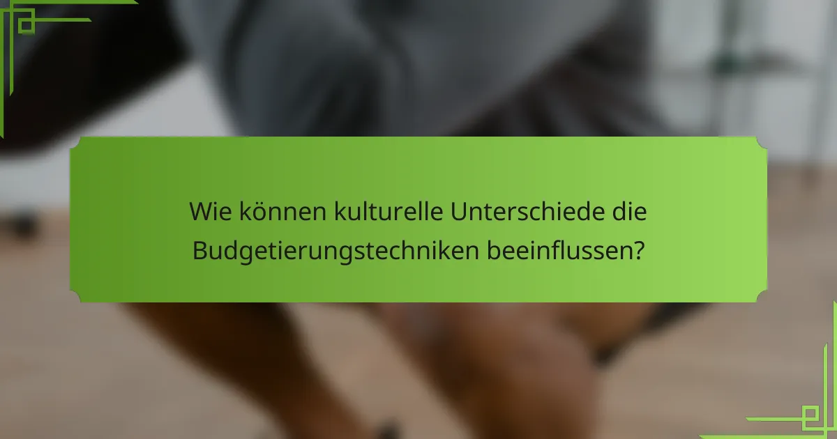 Wie können kulturelle Unterschiede die Budgetierungstechniken beeinflussen?